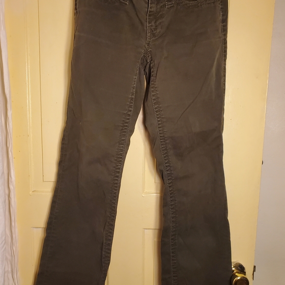 Women's Corduroy Bootcut Wide Leg  Pants London Jean Sz 2 Millitary Green 97% Co - Picture 1 of 13